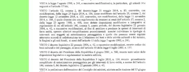 Bozza Regolamento Riforma Paesaggistica