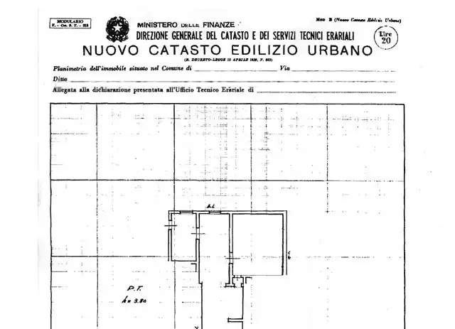 Planimetria catastale d’impianto per la Conformità urbanistica immobile