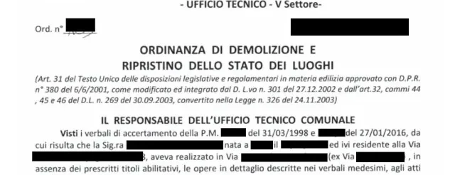 ordinanza demolizione